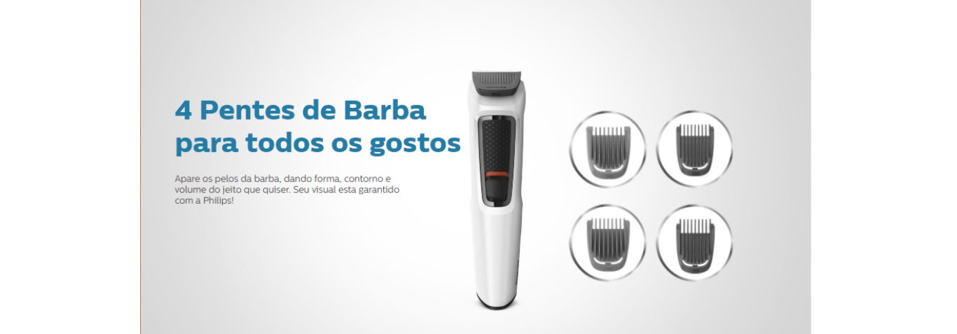 Aparador Multifuncional Philips Serie 3000 7 Acessórios 1 Velocidade Branco/Preto - MG3721/77